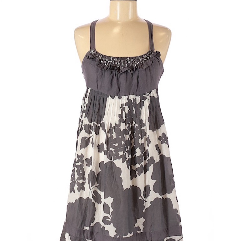 Kensie silk blend beaded ruffle pleated sun dress